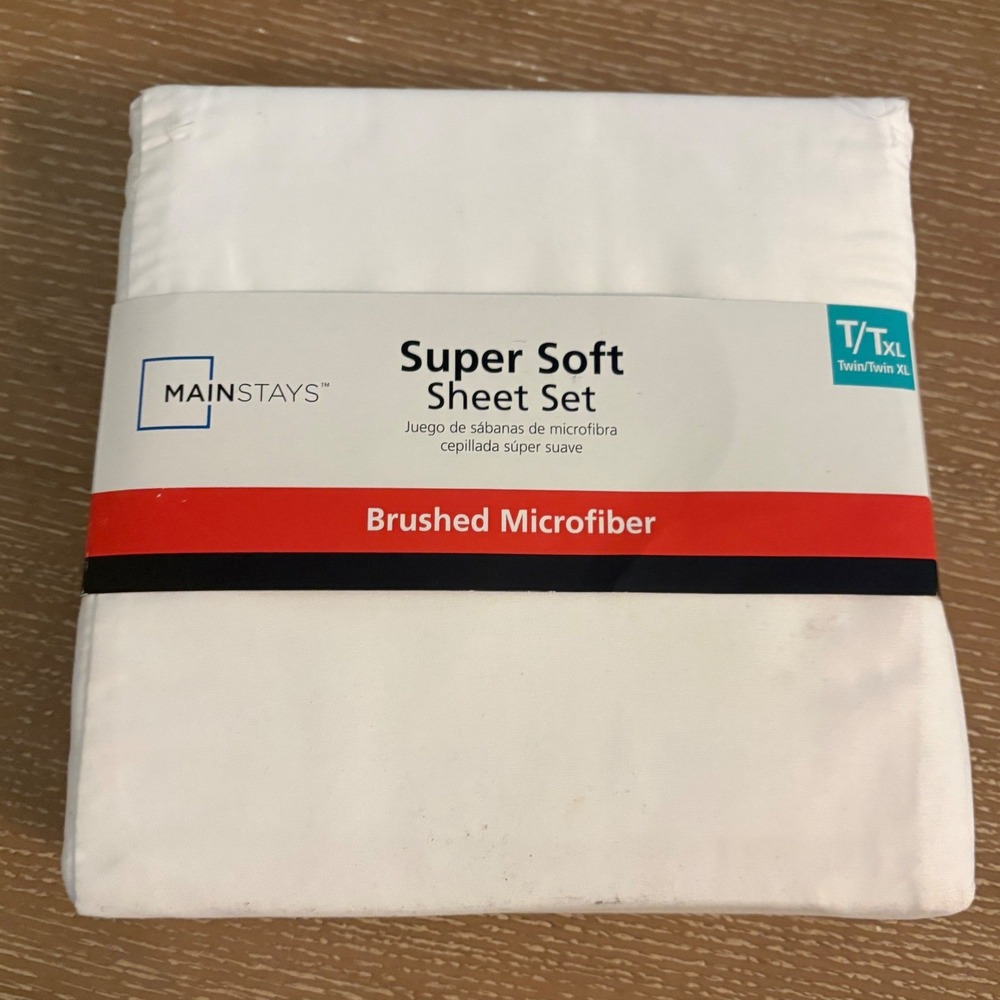 Mainstays Super Soft Brushed Microfiber Sheet Set Twin/Twin XL White NEW